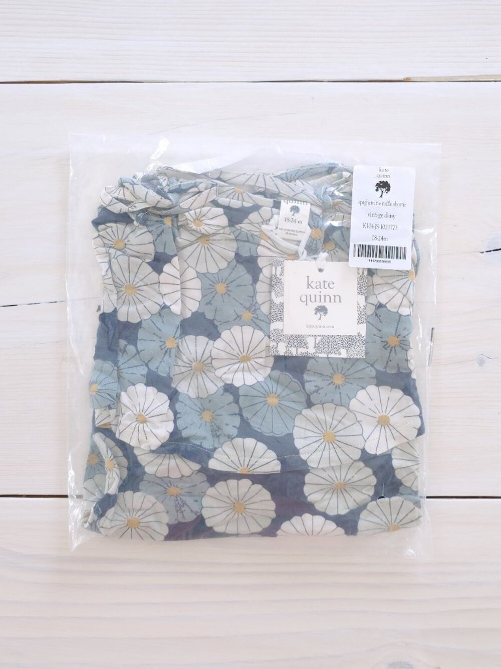 Kate Quinn Vintage Daisy Spaghetti Tie Ruffle Shortie Bamboo - 18-24 Months New